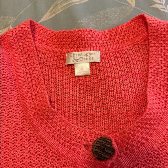 Christopher & Banks Vibrant Coral Cardigan Size S - Picture 6 of 10